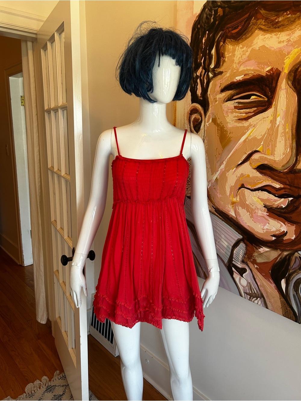 Free People Salmon Pink babydoll Spaghetti Strap Dress